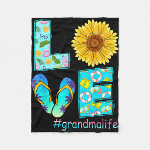 Manta Polar Ama a la abuela vida chanclas hippie girasol