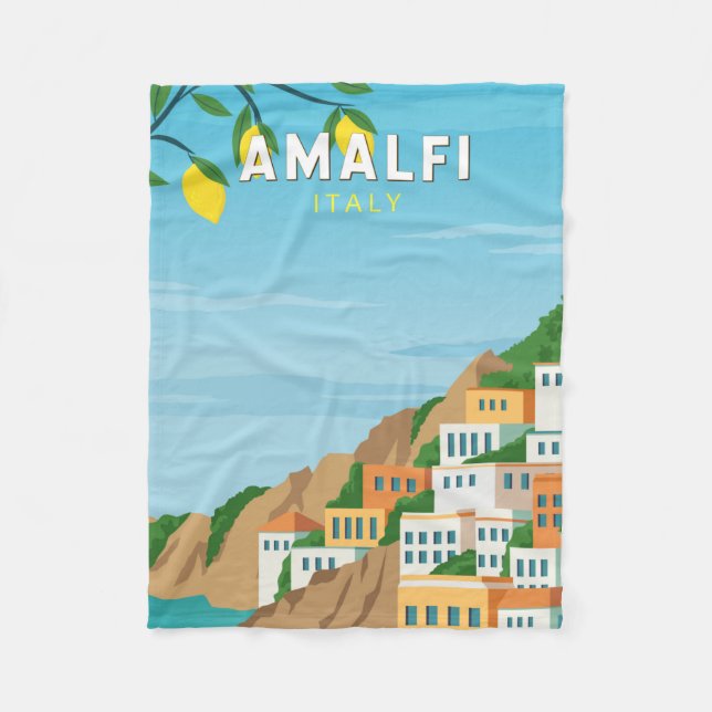 Manta Polar Amalfi Italia Retro Viaje Art Vintage (Anverso)