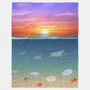 Manta Polar Amanecer Oceánico y Tortugas Marinas Nadando