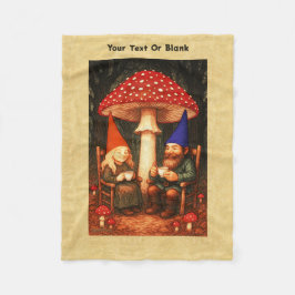 Manta Polar Amanita Mushroom y Gnomes