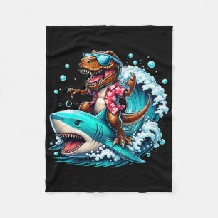 Manta Polar Amante de la playa T-rex Dinosaurio montando tibur