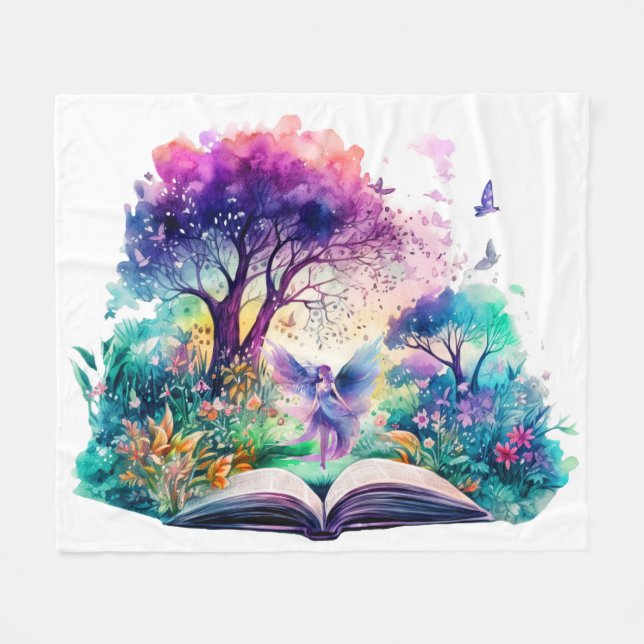 Manta Polar Amante de Libros de Fantasía Hada (Frente (Horizontal))