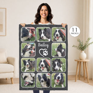 Manta Polar Amante de Perros 11 Fotocollage Color Personalizad