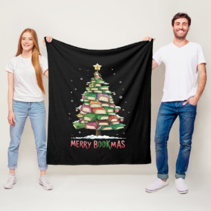 Manta Polar Amante del libro de Navidad Árbol Bibliotecario Fe