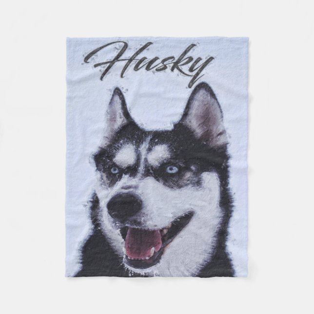 Manta Polar Amantes blancos negros de Guay Husky Dog (Anverso)
