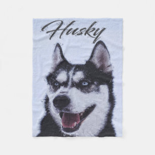 Manta Polar Amantes blancos negros del perro Husky de Guay