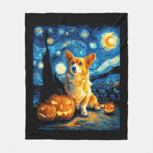 Manta Polar Amantes de Corgi Pintura de van gogh noche estrell