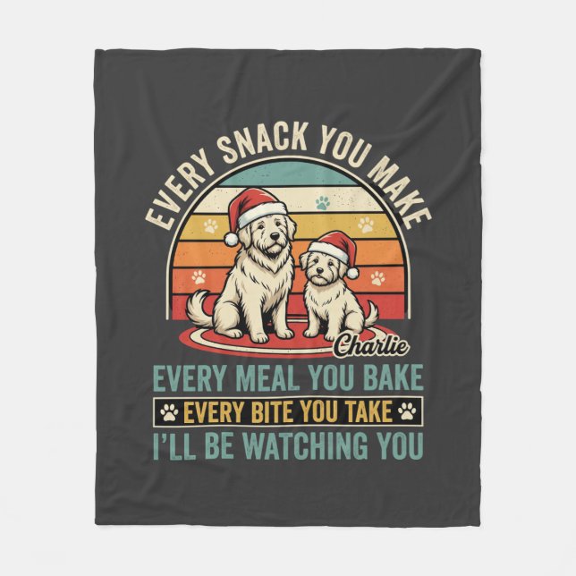 Manta Polar Amantes de perros de Navidad Snack Watching (Anverso)