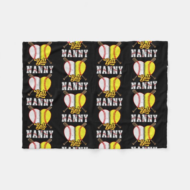 Manta Polar Amantes del Ball Nanny Softball Baseball Funny (Frente (Horizontal))