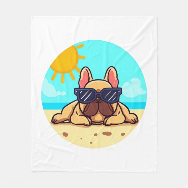 Manta Polar Amantes del Bulldog francés (Anverso)