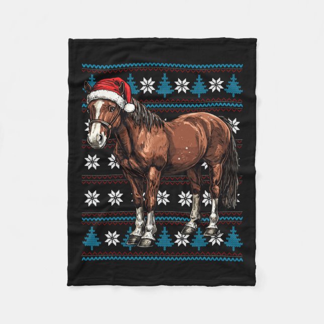 Manta Polar Amantes del caballo Santa Hat Navidades feos Sweat (Anverso)