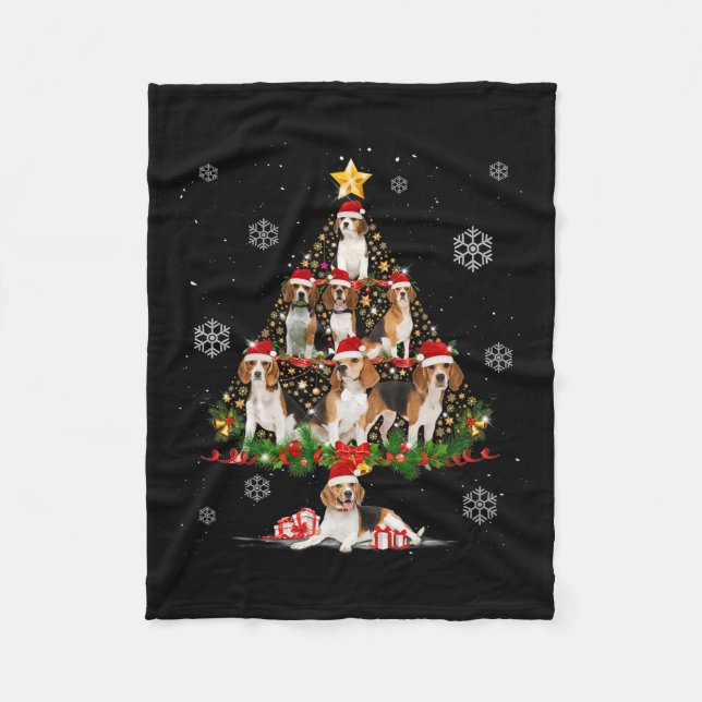 Manta Polar Amantes del perro beagle cute gritan Navidad (Anverso)