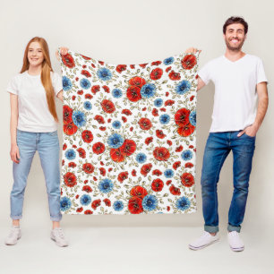 Manta Polar Amapolas conmemorativas azules, rojas y doradas el