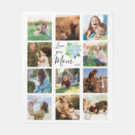 Manta Polar Amar a tu mamá Collage de fotos familiar Hydrangea