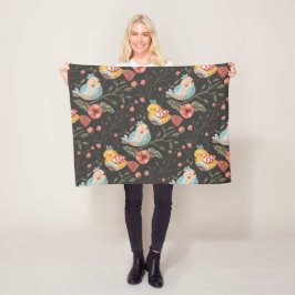 Manta Polar Amar el patrón floral de las aves del Boho