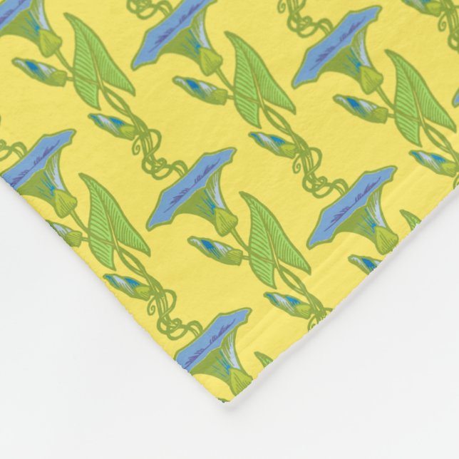 Manta Polar Amarillo Art Nouveau Ipomoea tapicería floral dama (Esquina)