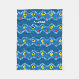 Manta Polar Amarillo Azul Aquí Niños Pescadores Pescados
