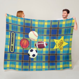Manta Polar Amarillo azul Tartán Superstar