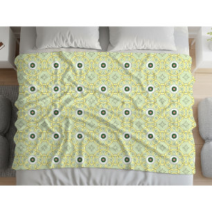Manta Polar Amarillo decorativo con patrón geométrico 