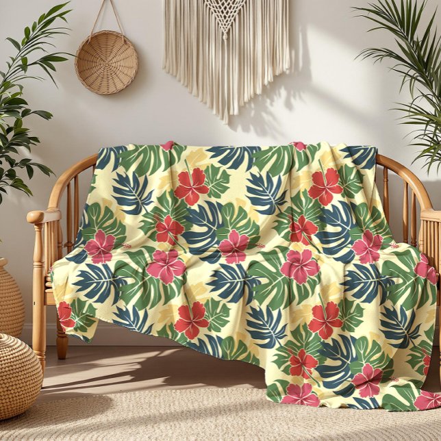 Manta Polar Amarillo Floral Tropical (Subido por el creador)