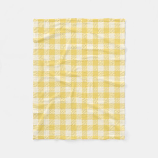 Manta Polar Amarillo Gingham Plaid Fleece Blanket (Anverso)