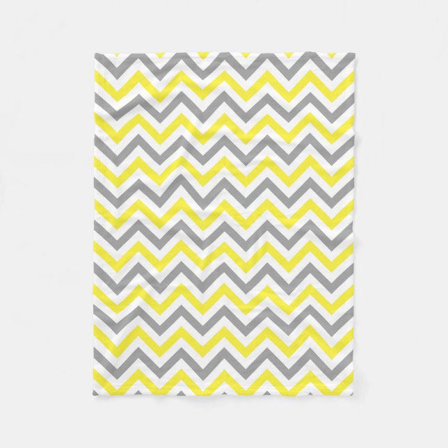 Manta Polar Amarillo, Gris Oscuro Blanco Patrón de Chevron Gra (Anverso)