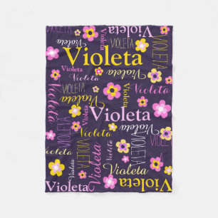 Manta Polar Amarillo rosado púrpura oscuro nombrado flores de
