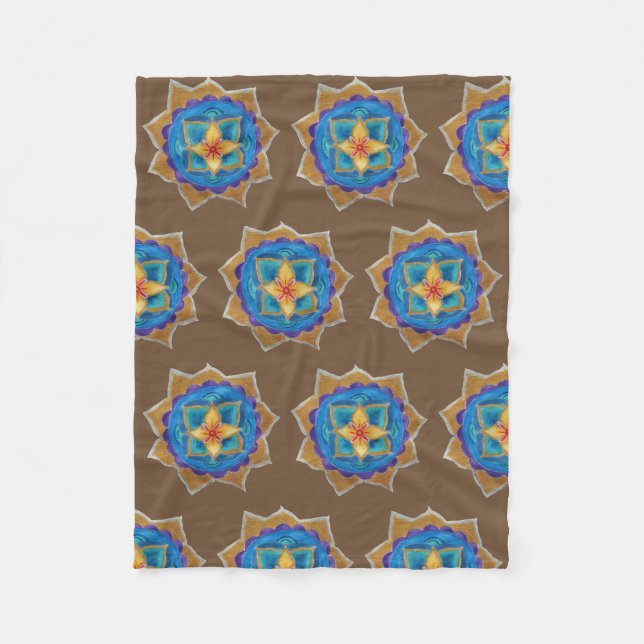 Manta Polar Amarillo verde Mandala Fleece Blanket (Anverso)