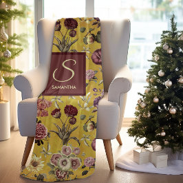 Manta Polar Amarillo vintage Monograma floral