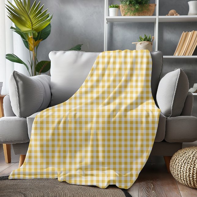 Manta Polar Amarillo y blanco Gingham Plaid Checkered Cosy (Subido por el creador)