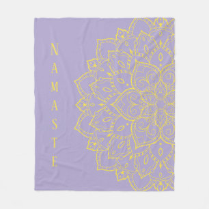 Manta Polar Amarillo y lavanda Mandala Fleece Blanket