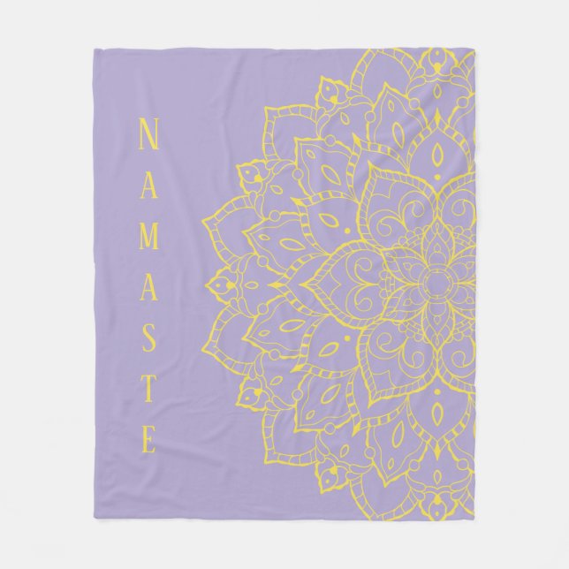 Manta Polar Amarillo y lavanda Mandala Funda (Anverso)