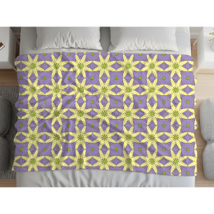 Manta Polar Amarillo y púrpura con estampado floral geométrico