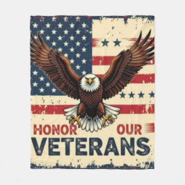 Manta Polar American Eagle Honor Our Veterans Fleece Blanket