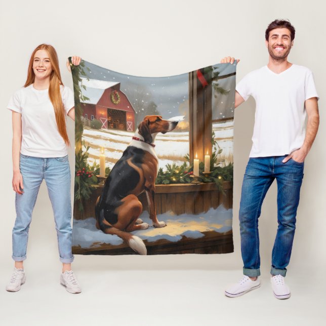 Manta Polar American English Foxhound Christmas Lights Holiday (In situ)