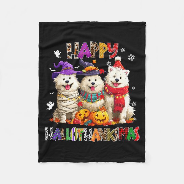 Manta Polar American Eskimo Dogs Christmas Xmas Men Women Kids (Anverso)