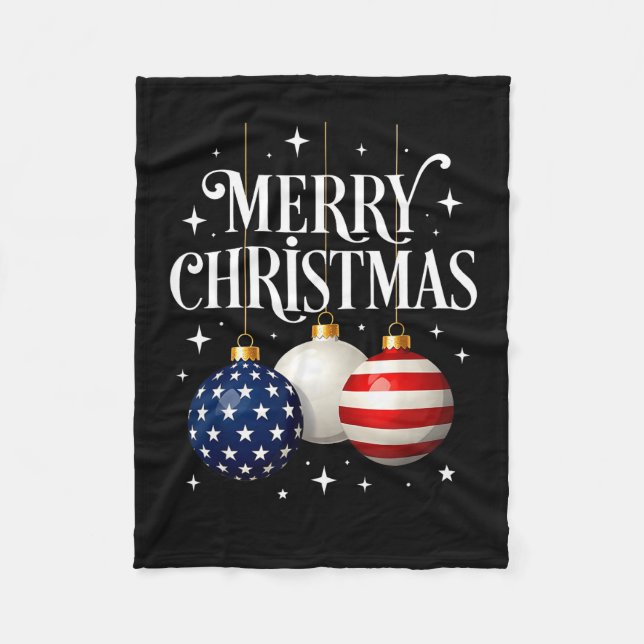 Manta Polar American Flag Merry Christmas Tree Baubles Us Patr (Anverso)