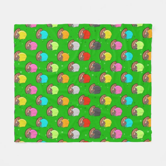 Manta Polar American Football - Colorful Helmet & Ball Pattern (Frente (Horizontal))