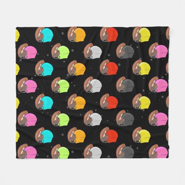 Manta Polar American Football - Colorful Helmets and Ball  (Frente (Horizontal))