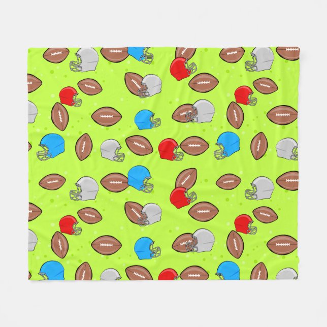Manta Polar American Football - Helmet & Ball Seamless Pattern (Frente (Horizontal))