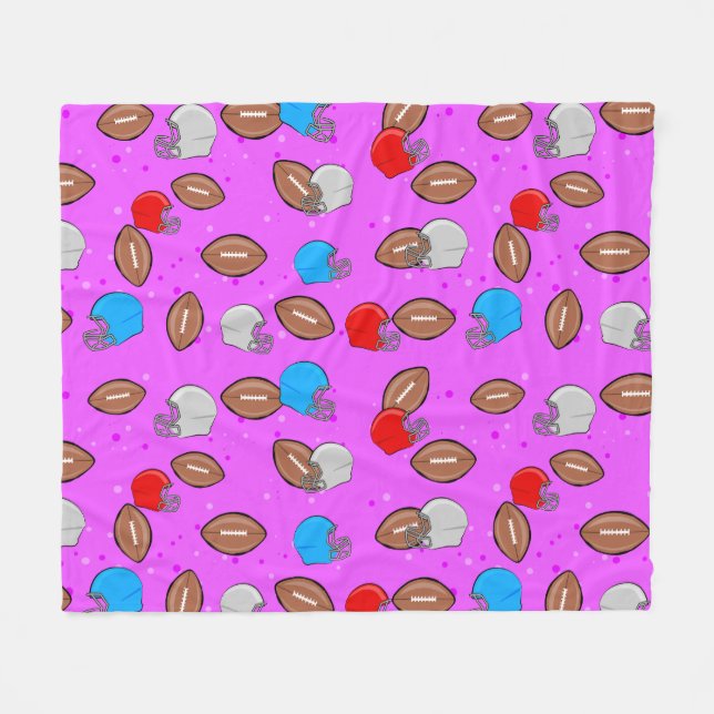 Manta Polar American Football - Helmet & Ball Seamless Pattern (Frente (Horizontal))