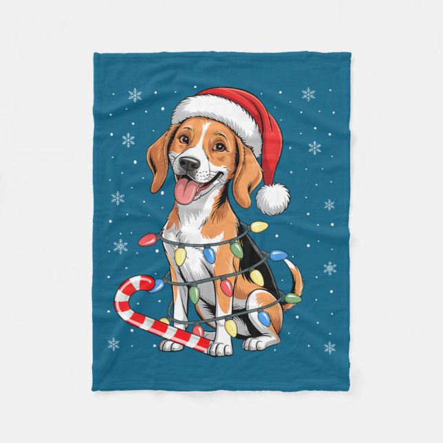 Manta Polar American Foxhound Dog Ugly Christmas Candy Cane Tr (Anverso)