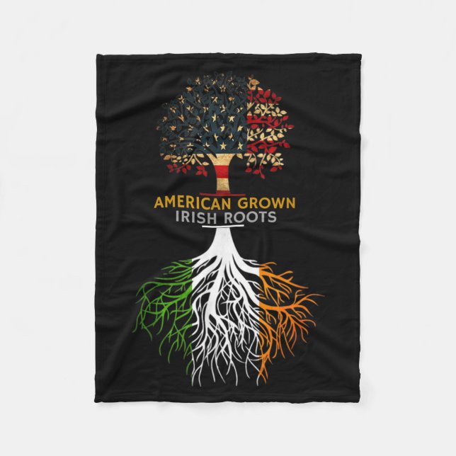 Manta Polar American Grown Irish Roots Ireland And Usa Flags  (Anverso)