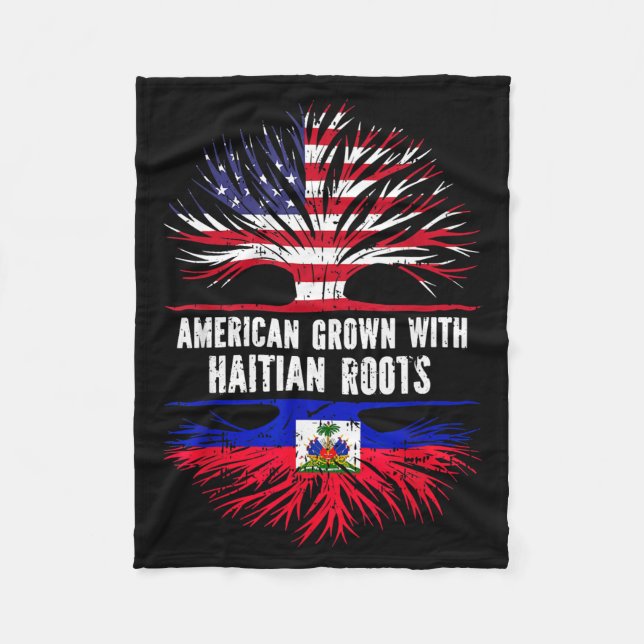 Manta Polar American Grown With Haitian Roots Usa Flag Haiti  (Anverso)