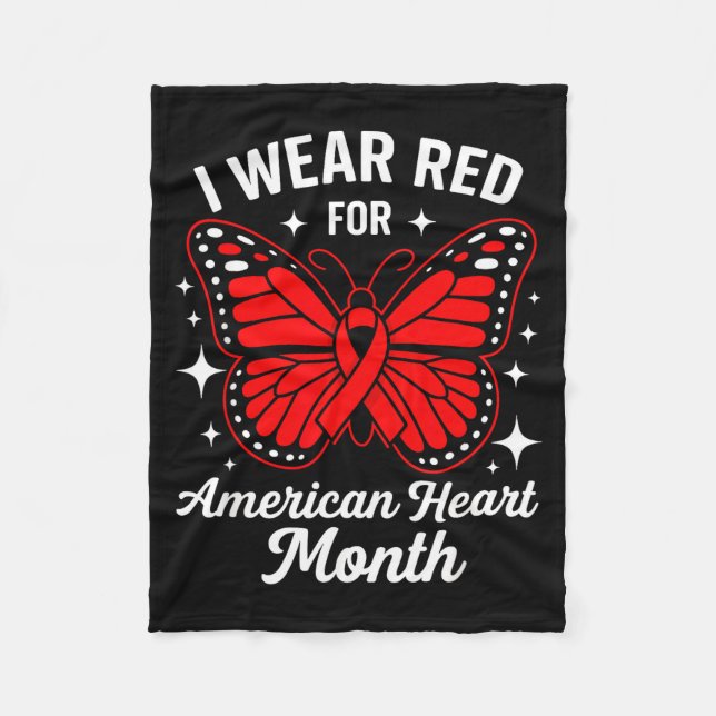Manta Polar American Heart Disease Awareness Month Ribbon Red  (Anverso)