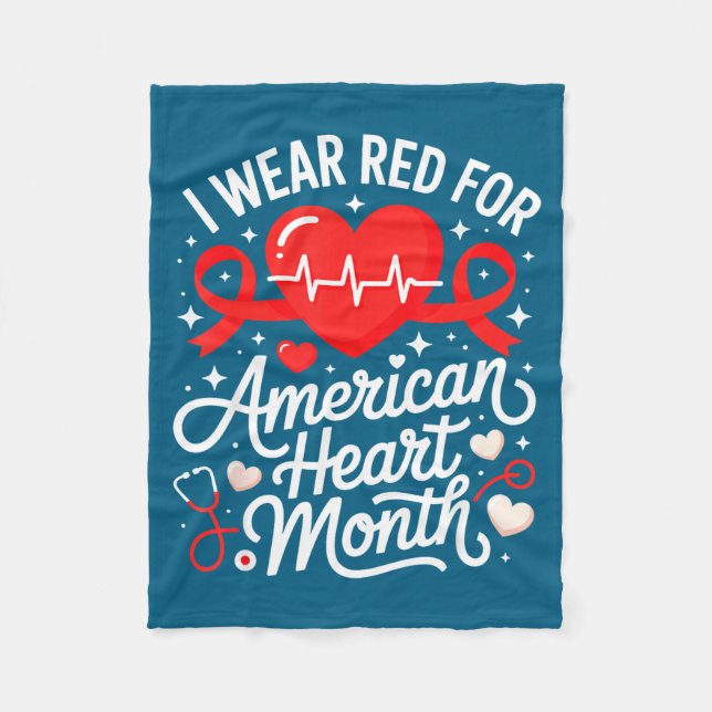 Manta Polar American Heart Disease Awareness Month Ribbon Red  (Anverso)
