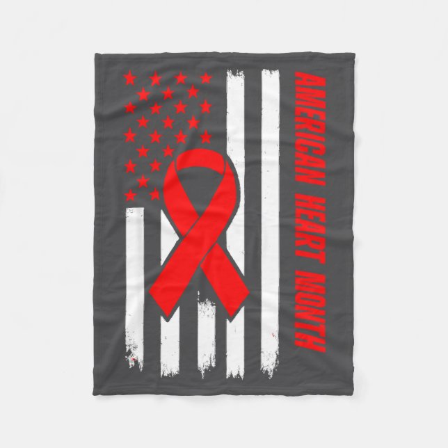 Manta Polar American Heart Disease Awareness Month Ribbon Red  (Anverso)