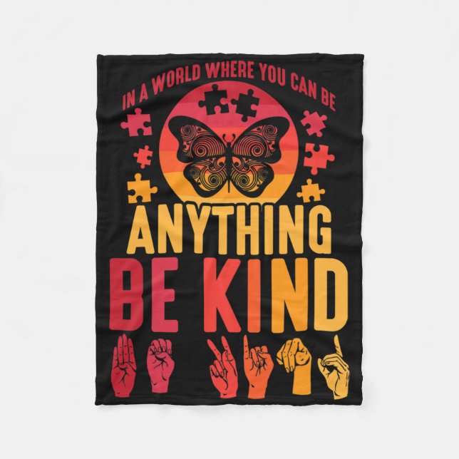 Manta Polar American Sign Language Puzzle Deaf Butterfly  (Anverso)