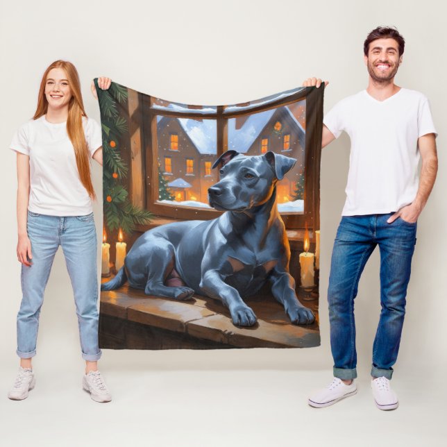 Manta Polar American Staffordshire Christmas Lights Holiday (In situ)