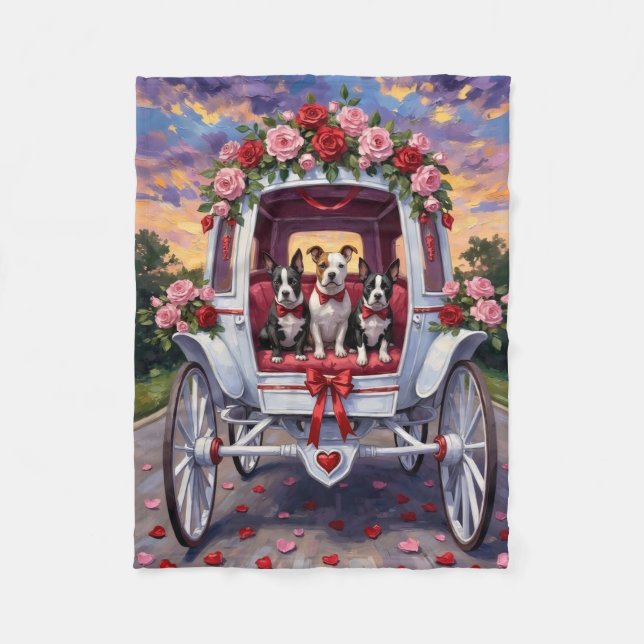 Manta Polar American Staffordshire Dog Valentine's Day (Anverso)